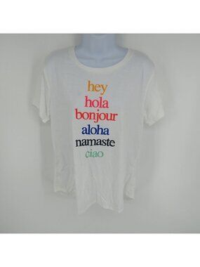 Modern Canvas Womens Graphic White Tee Short Sleeve Large NWT